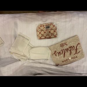 3 new cosmetic or jewelry bags plus several Ann Taylor jewelry bags.
